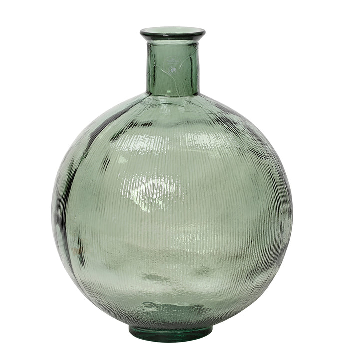 Kaemingk Green Glass Vase Rib Recycled (42cm)