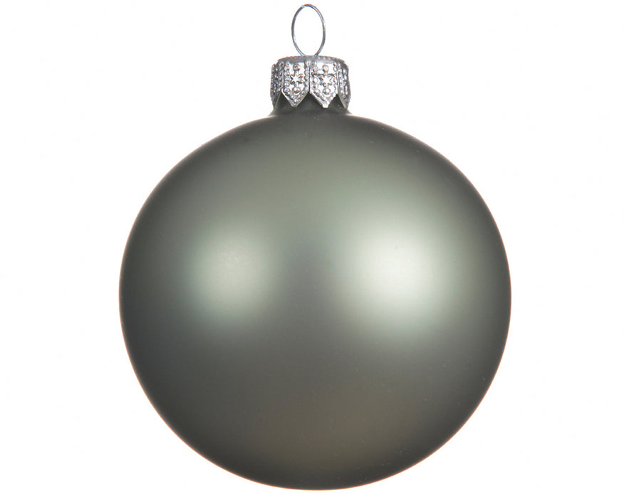 Kaemingk Glass Bauble Matt Sage Green 10cm