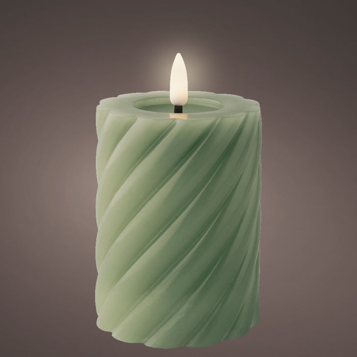 Kaemingk Led Wick Twisted Green Candle (12.3cm)