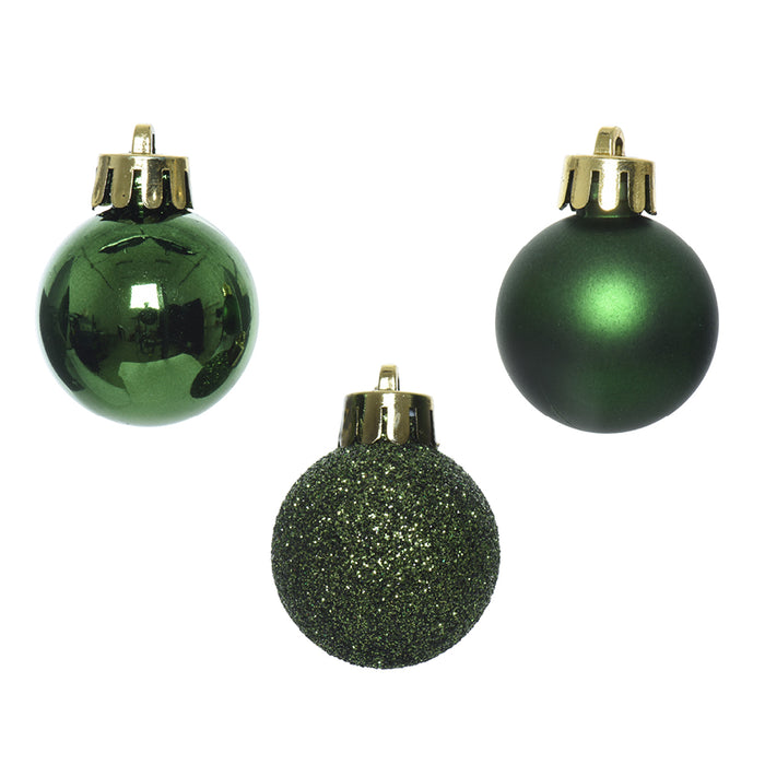 Kaemingk Pine Green Shatterproof Baubles Mix (3cm)