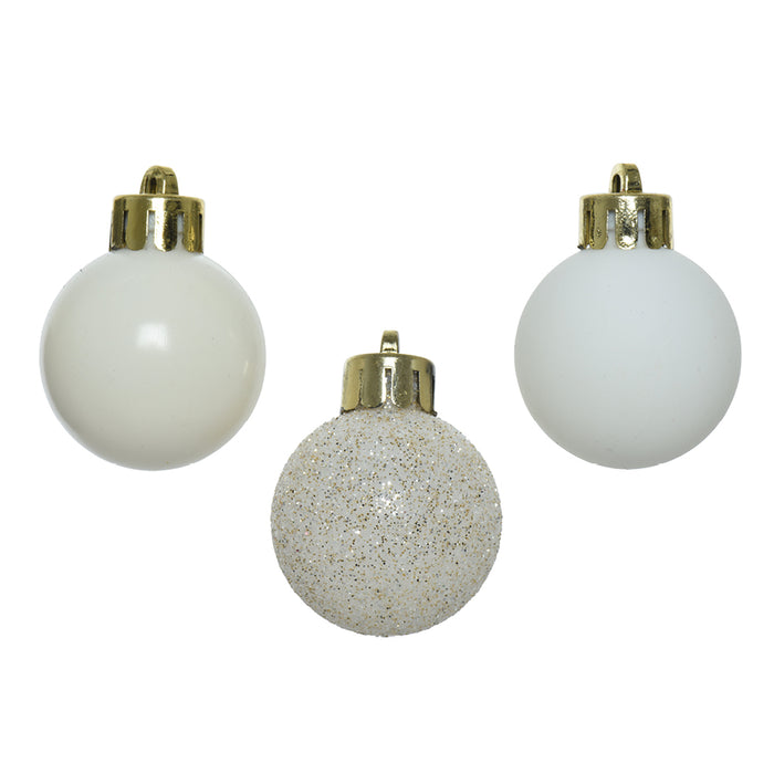 Kaemingk Wool White Shatterproof Baubles Mix (3cm)