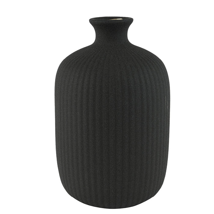 Kaemingk Black Vase Stoneware (Dia16cm X H.25cm)