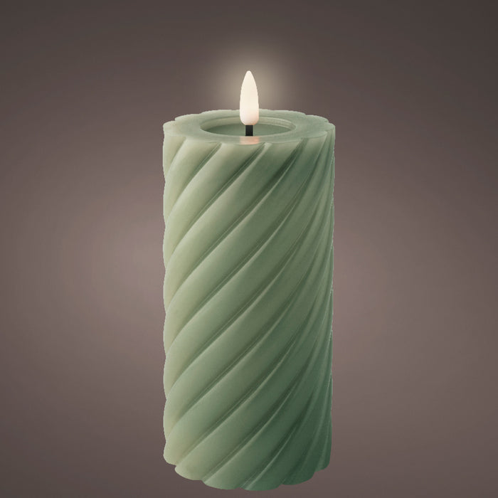 Kaemingk Led Wick Twisted Green Candle (17.3cm)