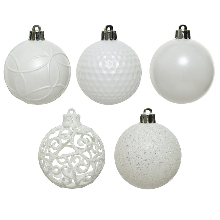 Kaemingk Winter White Shatterproof Baubles Mix (6cm)