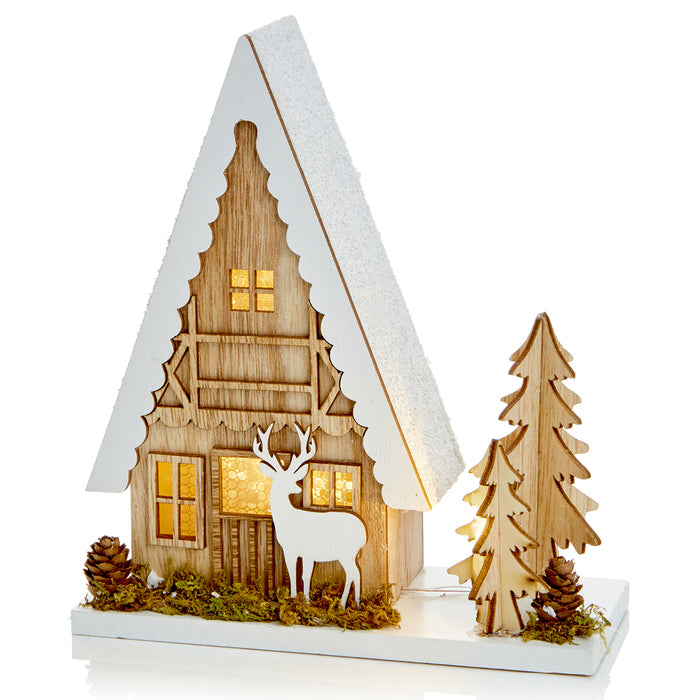 Premier LED Wooden Nordic Christmas Village (22cm)