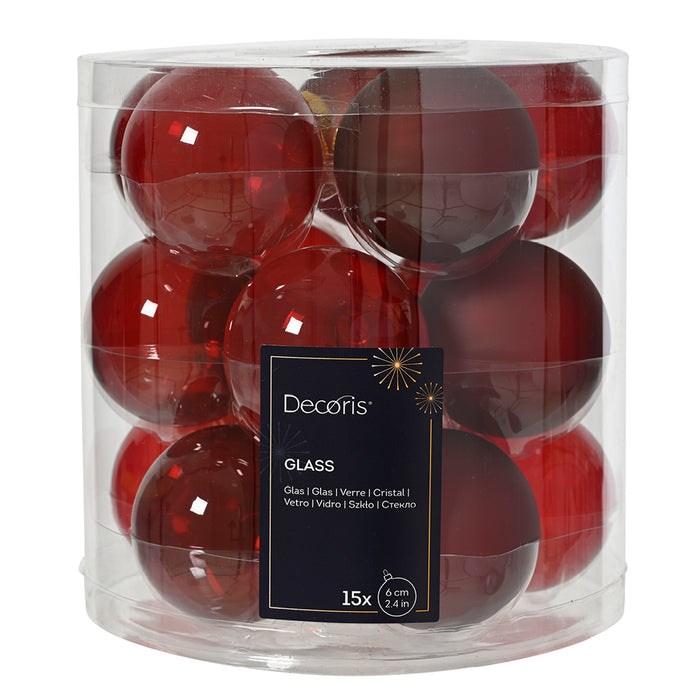 Kaemingk Christmas Red Bauble Glass Set (6cm)