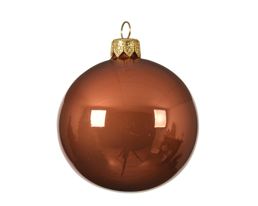 Kaemingk 4pk Glass Bauble Enamel Terra Brown 10cm