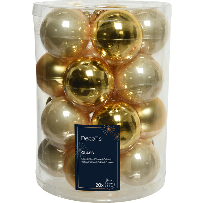 Kaemingk Gold Baubles Glass Enamel, Shiny, Matt Set (6cm)