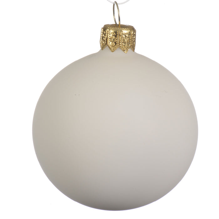 Kaemingk Wool White Matt Baubles Glass (8cm)