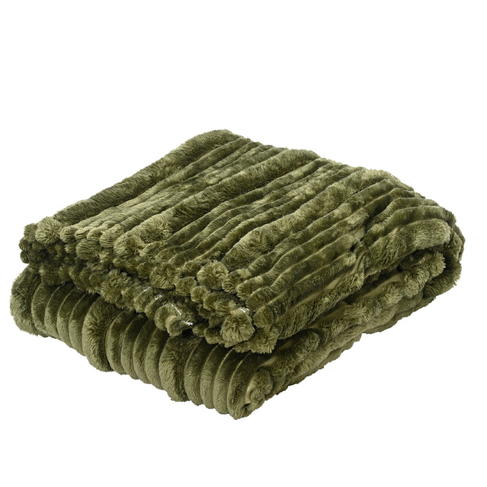 Kaemingk Green Throw Irregular Striped (L.170cm X W.130cm)