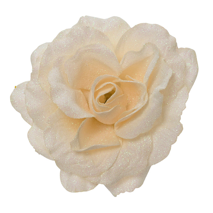 Kaemingk Cream Rose On Clip