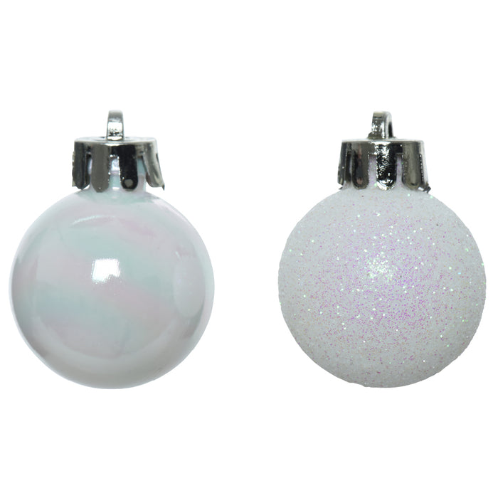 Kaemingk White Shatterproof Baubles Mix (3cm)