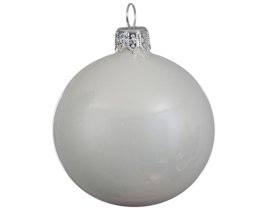 Kaemingk Winter White Enamel Baubles Glass (8cm)