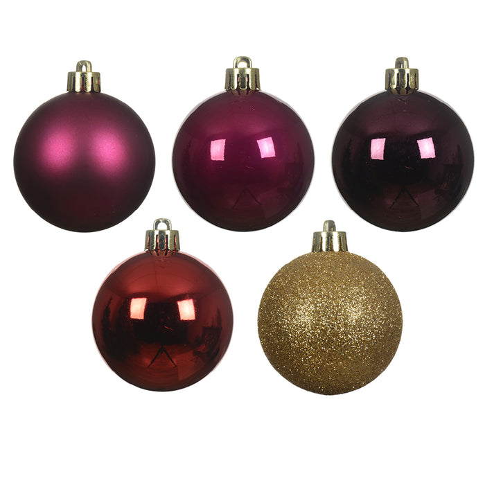 Kaemingk Variety Purple Shatterproof Baubles Mix (6cm)