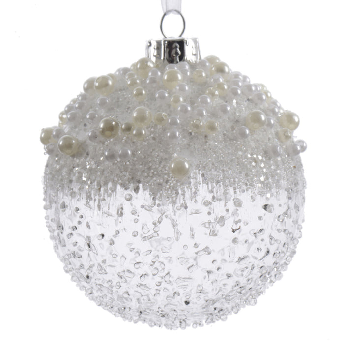 Kaemingk Icy Speckled Clear Bauble Glass (8cm)