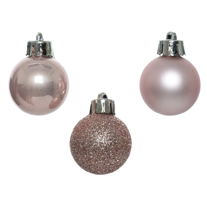 Kaemingk Blush Pink Shatterproof Baubles Mix (3cm)