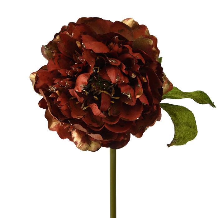 Kaemingk Dark Red Peony Flower On Stem