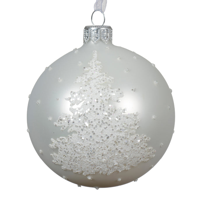 Kaemingk Winter White Bauble Matt Designed Snow (8cm)