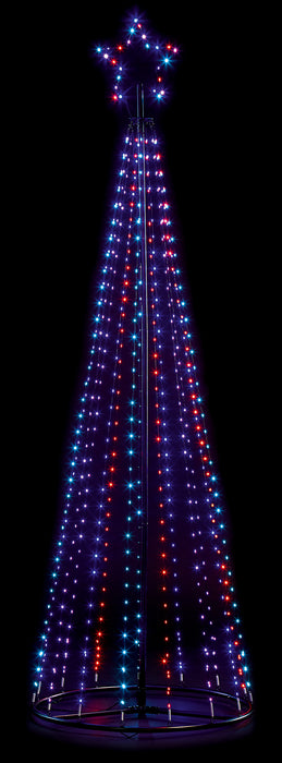 Premier 2.1M Black Pin Wire Pyramid Tree Rainbow Leds