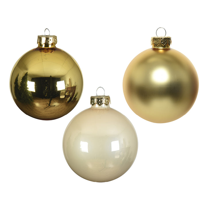 Kaemingk Gold Baubles Glass Enamel, Shiny, Matt Set (6cm)