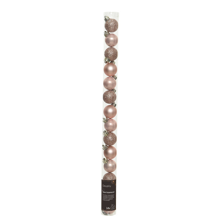 Kaemingk Blush Pink Shatterproof Baubles Mix (3cm)