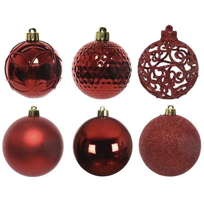 Kaemingk Christmas Red Shatterproof Baubles Mix (6cm)