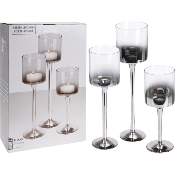 Koopman Candle Holder Set Of 3 Silver