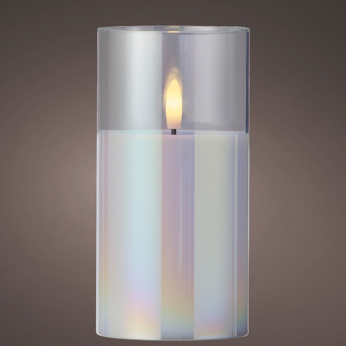 Kaemingk Led Holo Cylinder Glass Candle Wick (15cm)