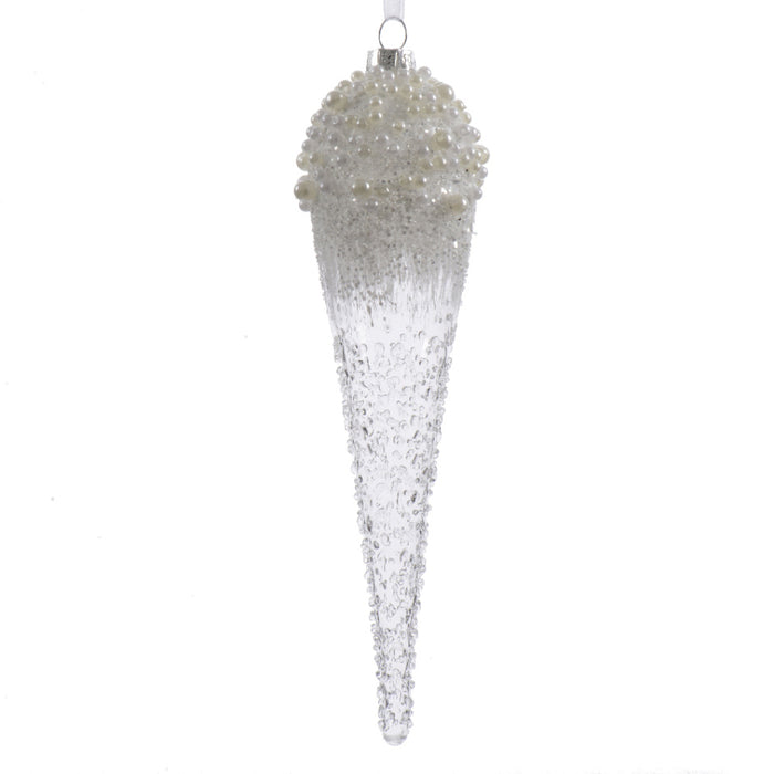 Kaemingk Icy Speckled Clear Ornament Glass (24cm)