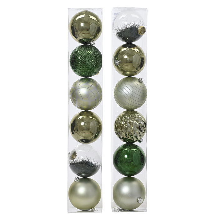 Kaemingk Variety Green Shatterproof Baubles Mix (15cm)