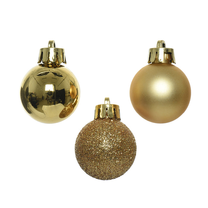 Kaemingk Light Gold Shatterproof Baubles Mix (3cm)