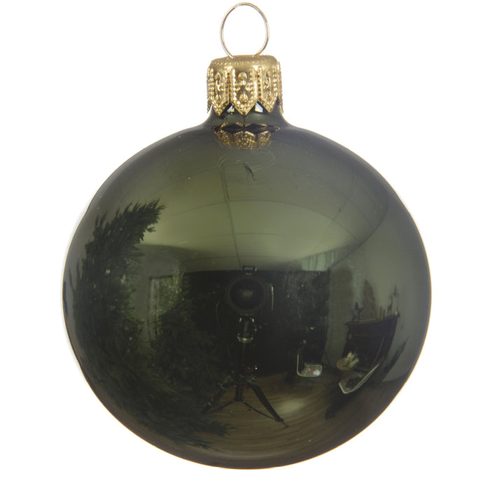 Kaemingk 6pk Glass Bauble Shiny Pine Green 8cm