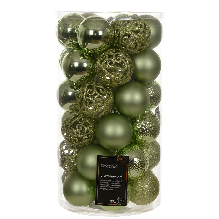 Kaemingk Green Tea Shatterproof Baubles Set (6cm)