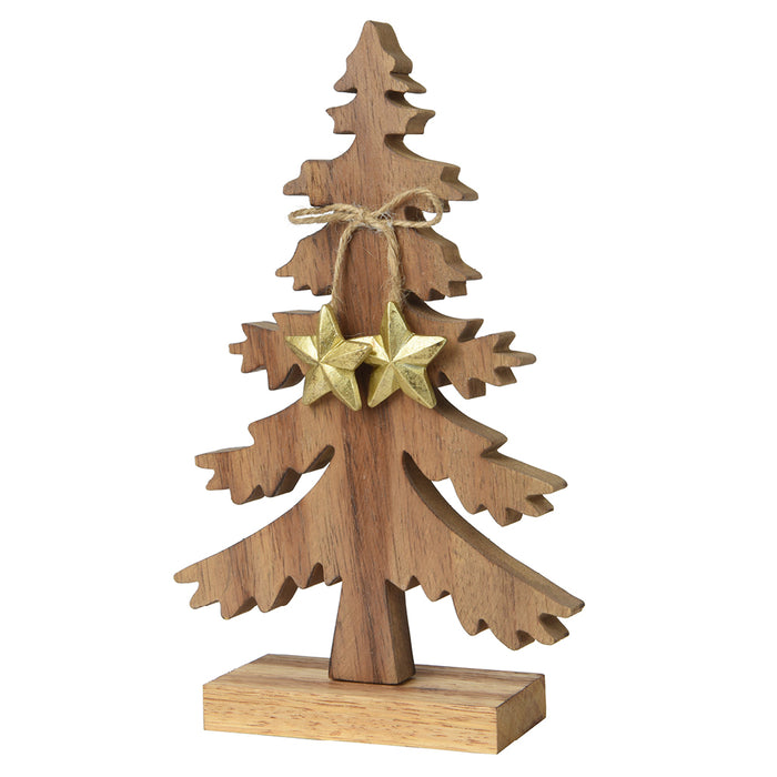 Kaemingk Natural Wood Tree With Stars (23cm)