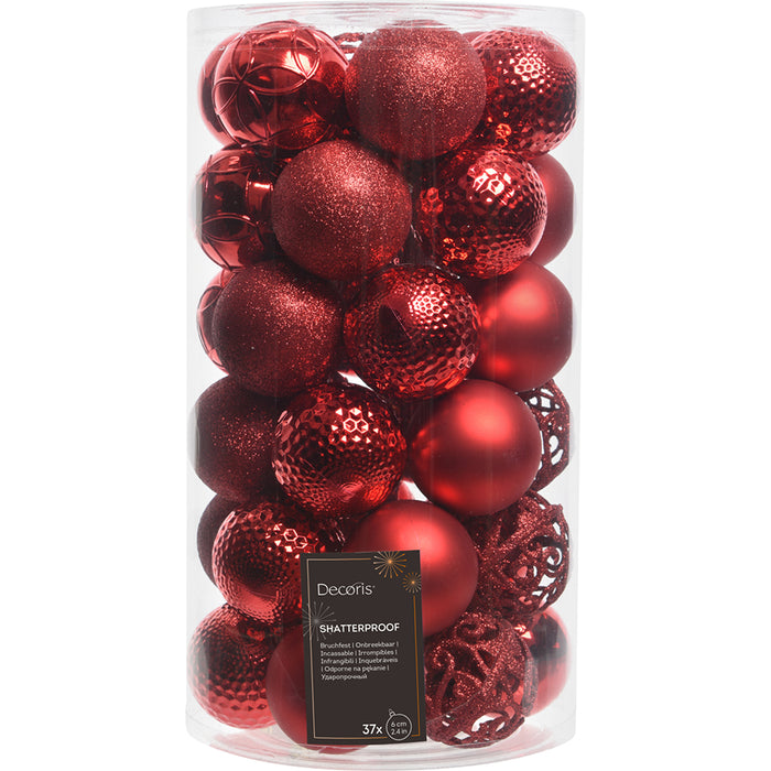 Kaemingk Christmas Red Shatterproof Baubles Mix (6cm)