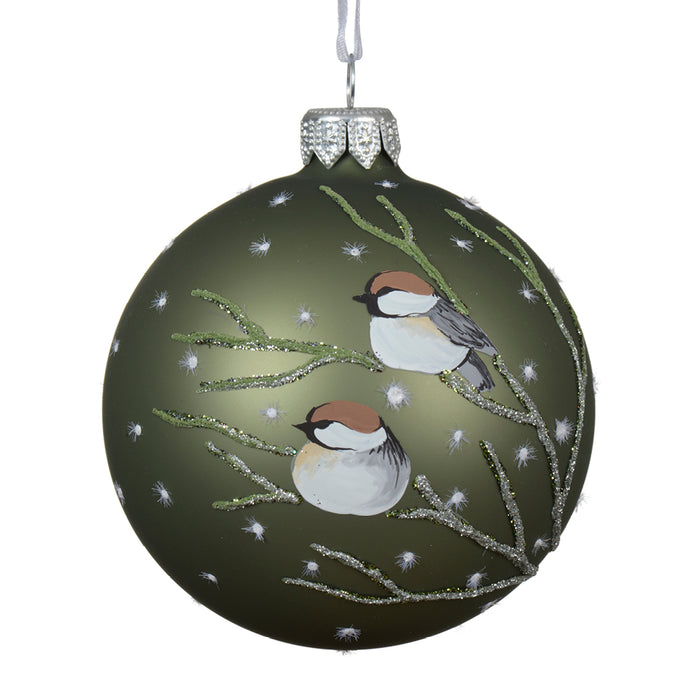 Kaemingk Rosemary Green Bauble Designed Birds (8cm)