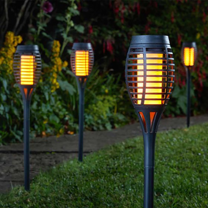 Smart Solar Party Flaming Torch - 5Pc Carry Pack - Black