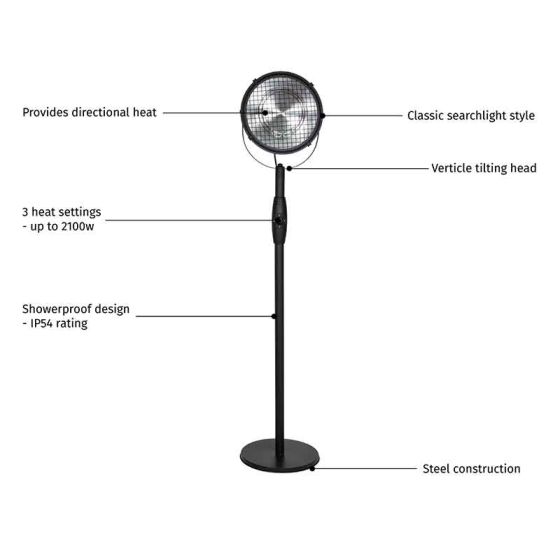 La Hacienda Vintage Searchlight Electric Patio Heater