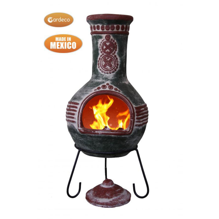 Gardeco Azteca X-Large Mexican Chimenea in green and red