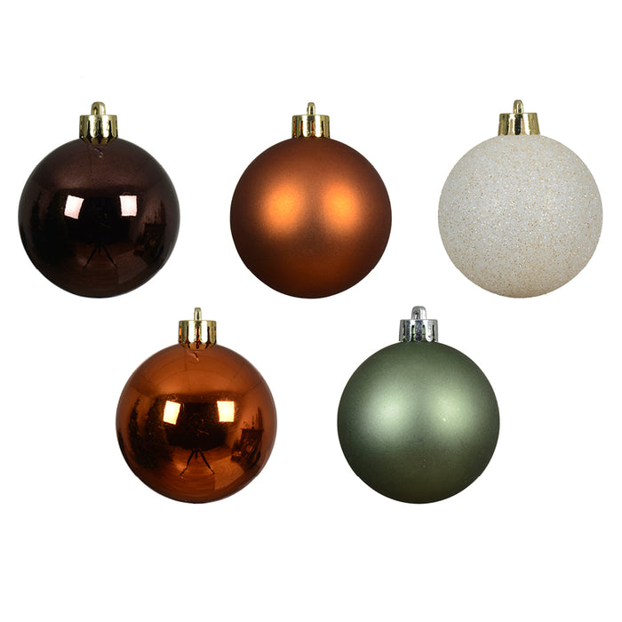 Kaemingk Variety Warm Cider Shatterproof Baubles Mix (6cm)