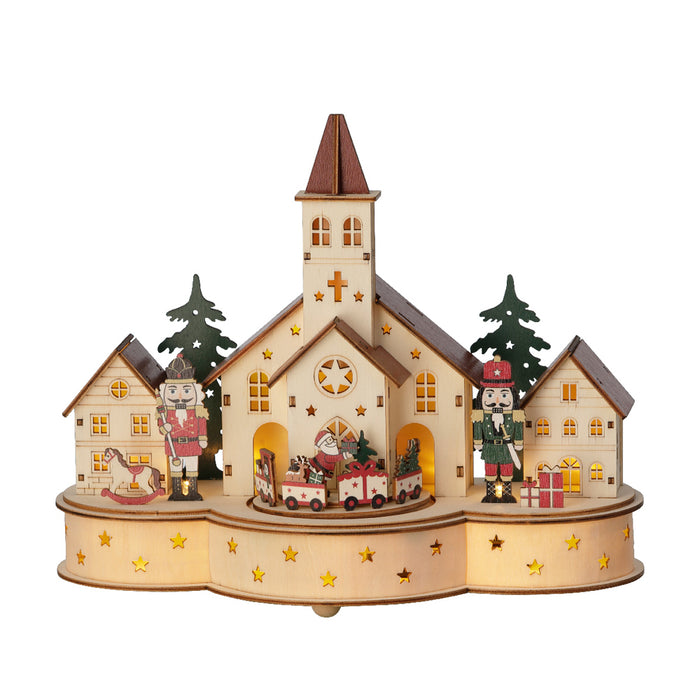 Kaemingk Led Christmas Tree, House & Church Scenery Plywood