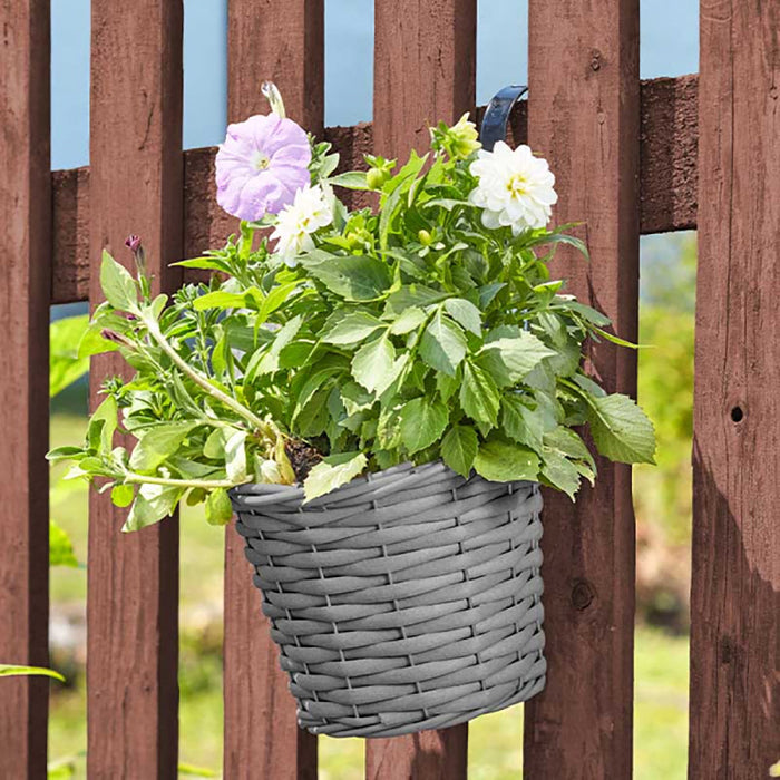 SmartGarden 8” Faux Rattan Hanging Pot - Slate