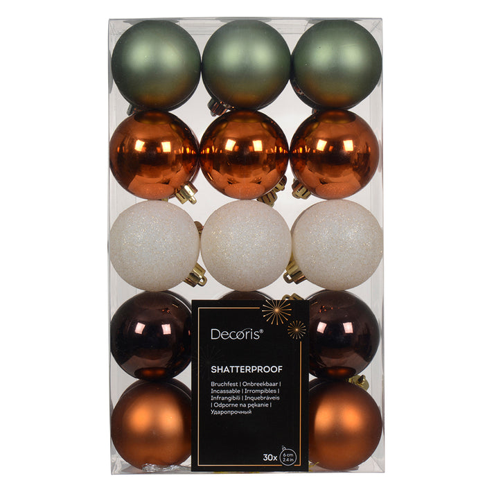 Kaemingk Variety Warm Cider Shatterproof Baubles Mix (6cm)