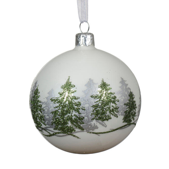 Kaemingk Winter White Bauble Glass Shiny Tree (8cm)