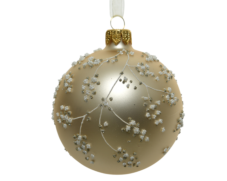 Kaemingk Glass Bauble Matt Glitter Branch And Ballotine