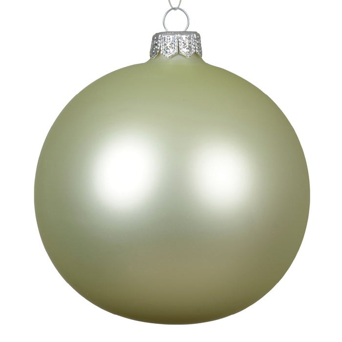 Kaemingk White Mint Matt Baubles Glass (8cm)