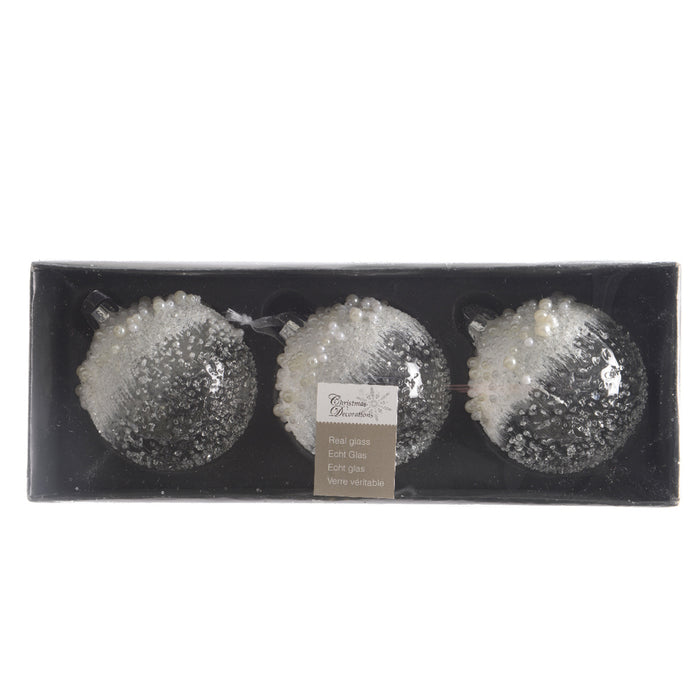 Kaemingk Icy Speckled Clear Bauble Glass (8cm)