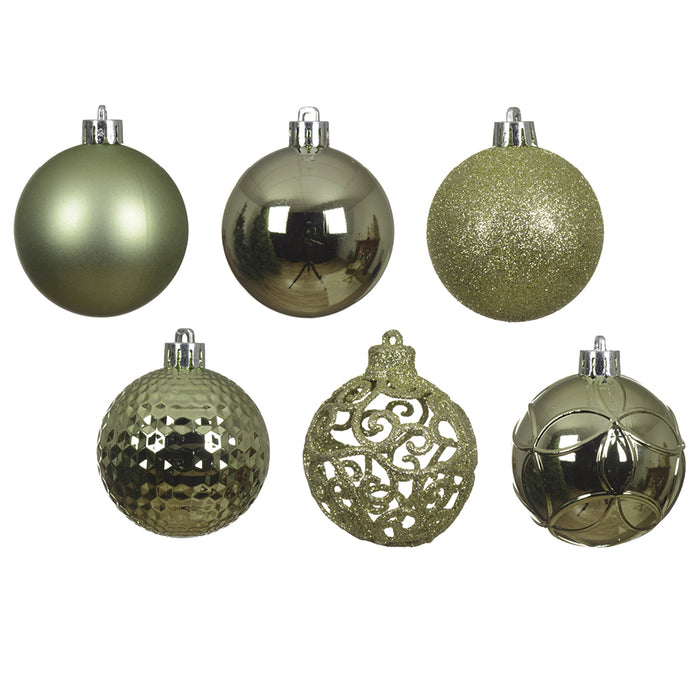 Kaemingk Green Tea Shatterproof Baubles Set (6cm)