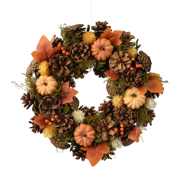 Kaemingk Pumpkin Pinecone Wreath (34cm)