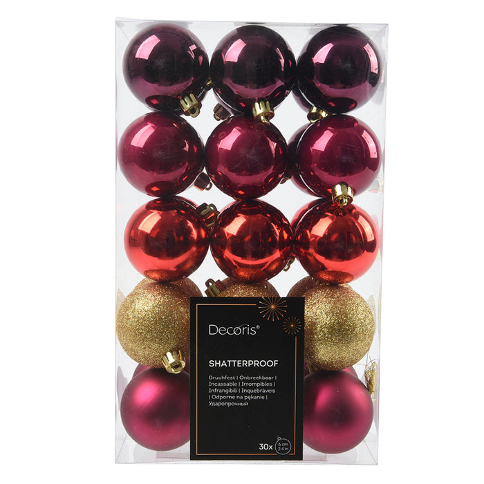 Kaemingk Variety Purple Shatterproof Baubles Mix (6cm)